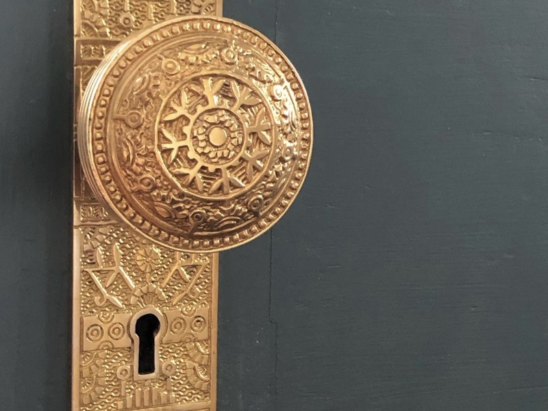 Reproduction of an 1880 Eastlake-style cast-brass door knob. Chosen to replicate the pattern uncovered in Tubman House -restoring the period character of the door while maintaining its functionality.